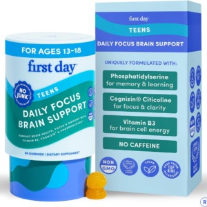 first day kids focus & brain supplement gummies age 13 18