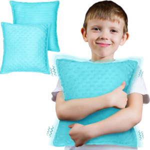 Subao 12" Vibrating Toddler Pillow with Two Textures, Sensory Toys for Kids with Autism, ADHD-Blue